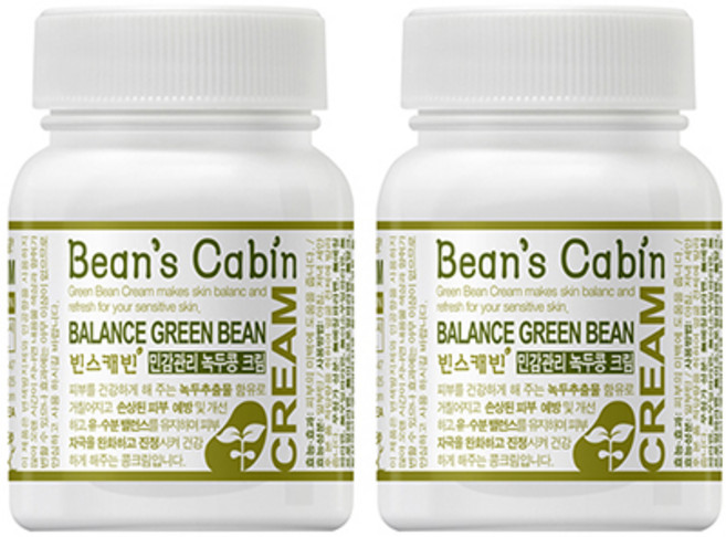 빈스캐빈 녹두콩 수분크림 2종세트 / 천연성분90% 오일프리 수분크림 / 80g 2병, 2개