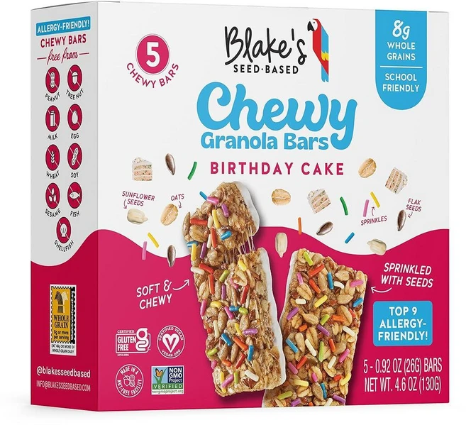 Blake's Seed Based Chewy 그래놀라 바 — 초콜릿 칩 (5개) 비건 글루텐 프리 견과류 프리 및 유제품 프리 어린이 또는 성인을 위한 건강한 간식 학, 26g - 쿠팡