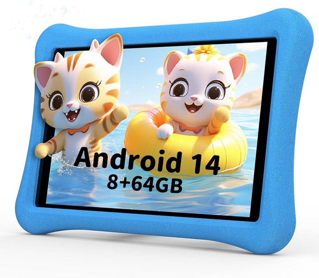 아동용 태블릿 만 3-7: 10인치 안드로이드 14 태블릿 6000mAh 8GB+64GB+1TB 유아용으로 확장 가능 어린이 공간 자녀 보호 기능 HD 듀얼 카메라, 아동용 태블릿 만 3-7: 10인치 안드로이드 14 태