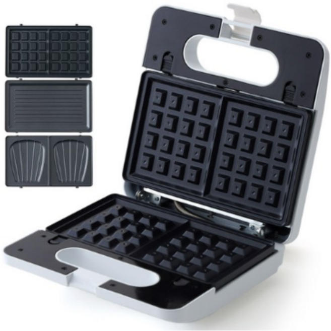 모리츠 3 IN 1 그릴 앤 조개 앤 와플메이커 화이트, MO-Sm901w