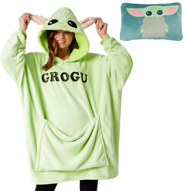 Disney 스티치 담요 후디 - 성인용 투인원 오버사이즈 플리스 후디 베이비 요다 미니 마우스 - 스티치 선물 블루 이요르