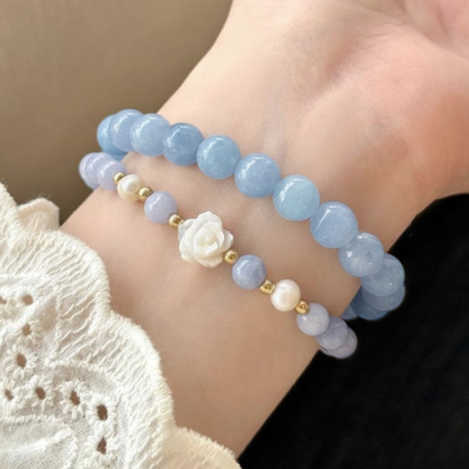 라일리 [2개세트] 마린블루 크리스탈 비즈 팔찌