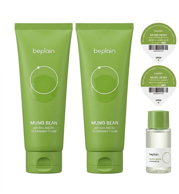 비플레인 녹두 약산성 클렌징폼 대용량 160mlX2개 기획세트, 1세트, 160ml