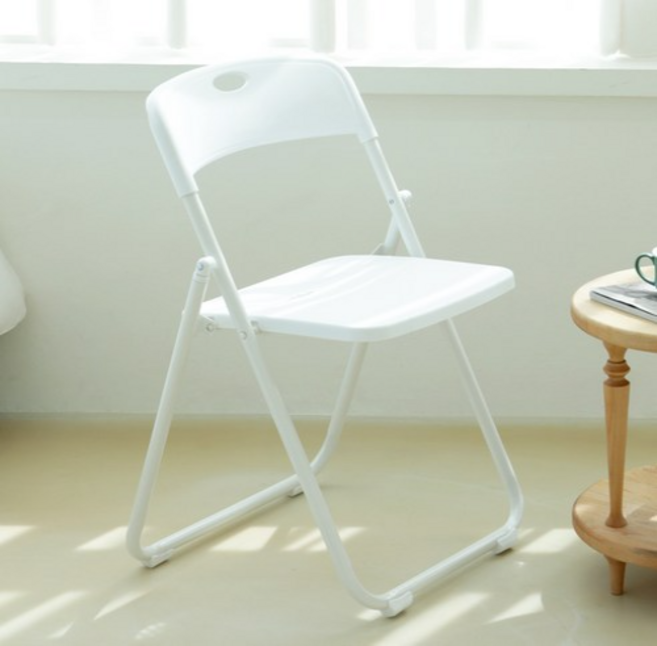 팬물산 이지라이프 등받이 접이식 사각 의자, 아이보리색, 1개