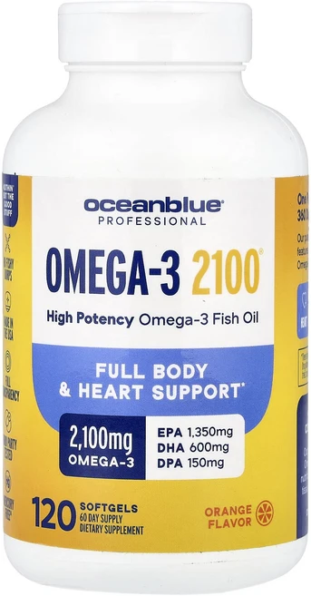새해 첫좋은선물 OceanBlue 프로페셔널 Omega-3 2100® 고효능 오렌지 소프트젤 120정(소프트젤 1정당 1050mg) 제대로 할인합니다, OceanBlue프로페셔널Omega32100고효능오렌지, 1개, 120정 - 쿠팡