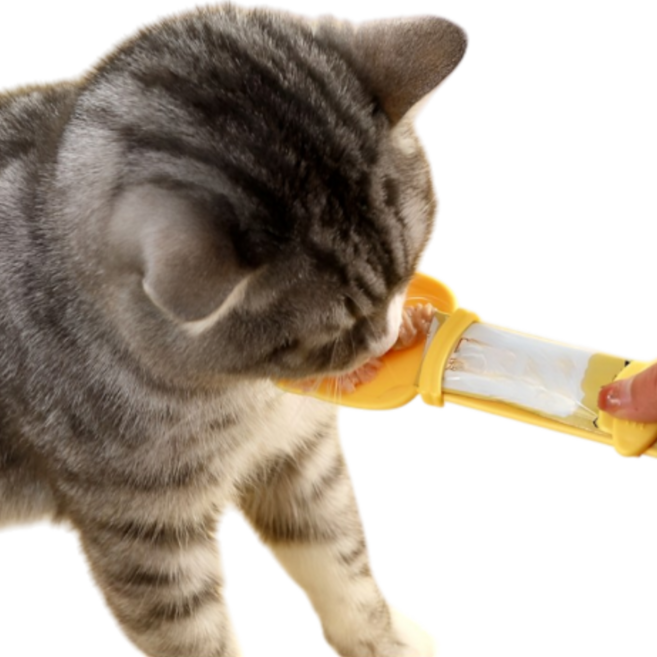 고양이 반려묘 간식 짜개 스틱 먹이 다용도 스푼 활용 슬라이딩 압착기 디스펜서, 1개, 초록색(26.5x6cm)