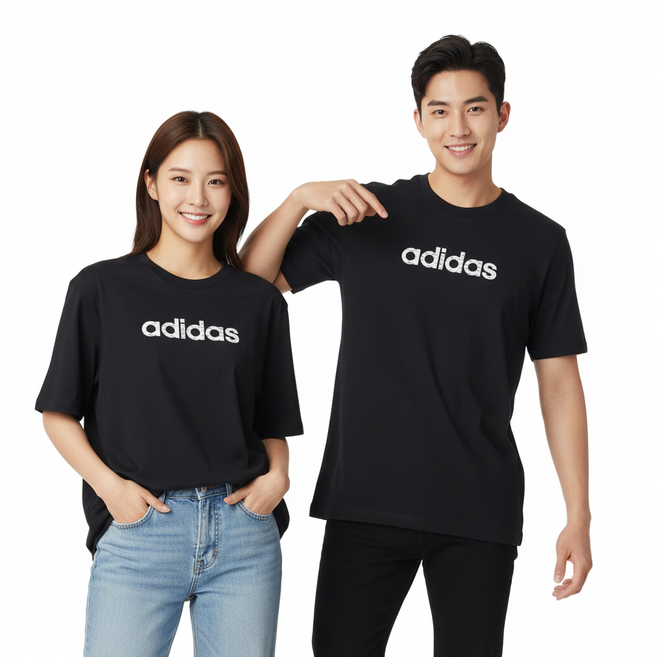 아디다스 남성 남녀공용 반팔티 통기성 커플티 면티 오버핏