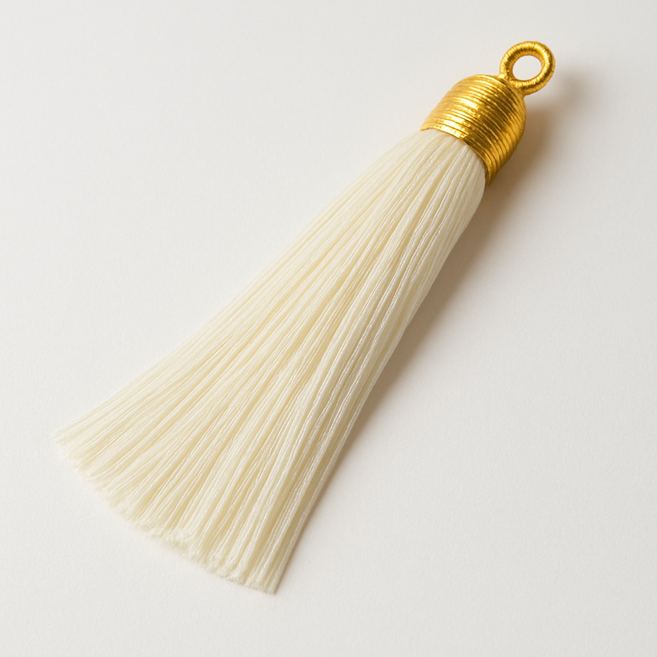 잇츠K 골드캡 실크 태슬 / 전통 포장 매듭 장식, 20개, 아이보리