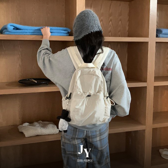 쪼예 데일리 경량 방수 나일론 스트링 포켓 백팩 가방