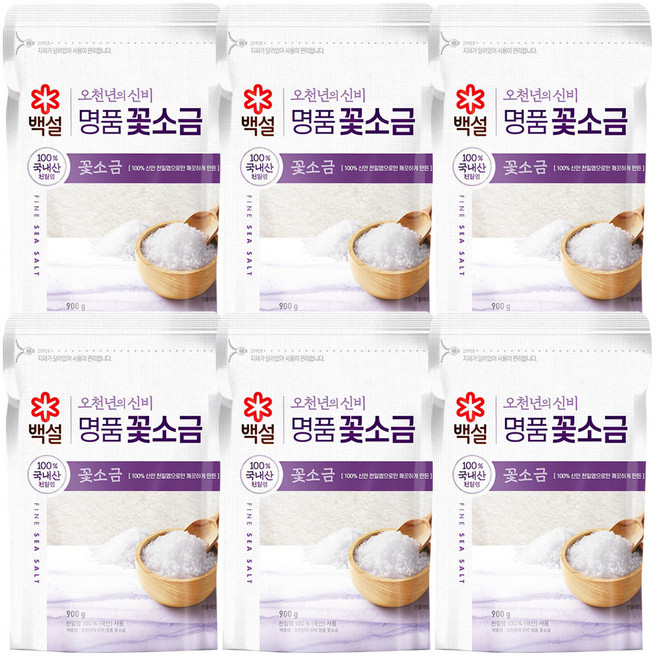 백설 오천년의 신비 명품 꽃소금, 900g, 6개