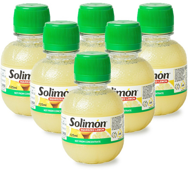 솔리몬 레몬즙 레몬수 원액 125ml X 6병 비농축 NFC, 6개