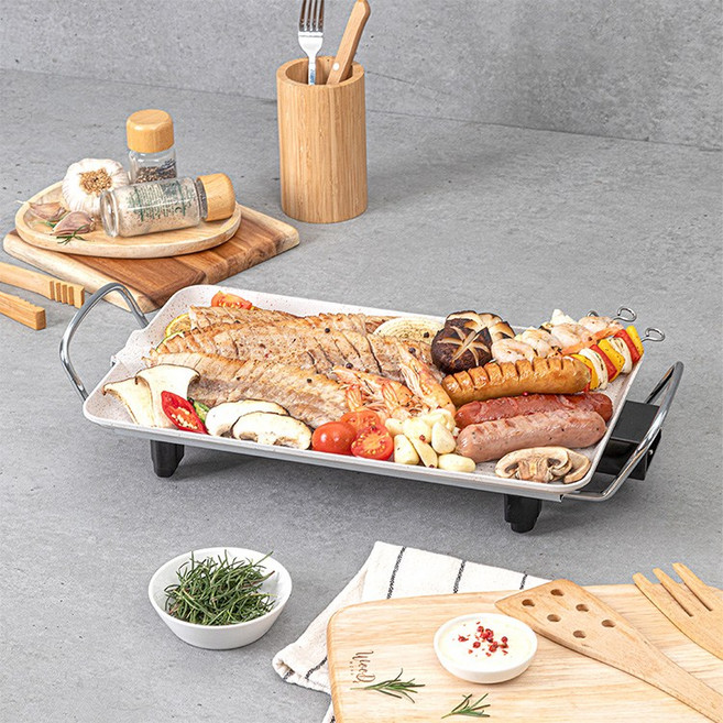 LM 1050W 47cm 사각 와이드 가정용 멀티 전기 그릴 테이블 고기 불판 혼밥 구이팬