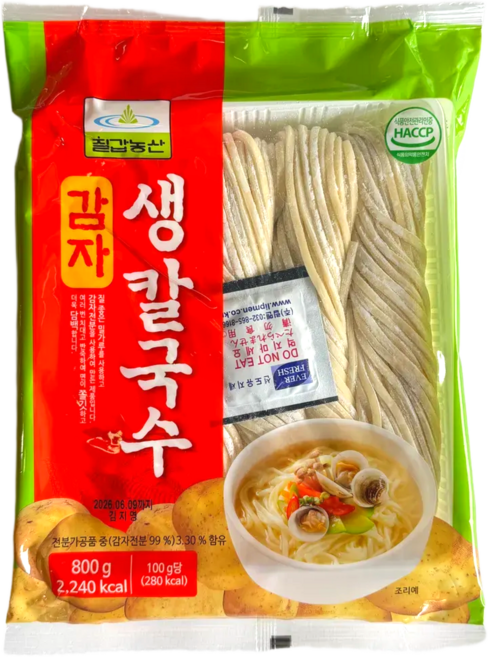 칠갑농산 감자 생칼국수 800g(약5인분) X 10개입 BOX, 10개, 800g