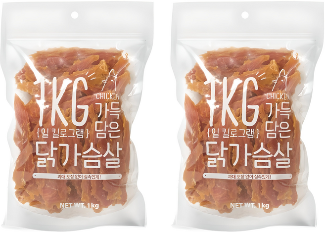 슈퍼츄 강아지 일킬로그램 가득담은 육포, 닭가슴살, 1kg, 2개