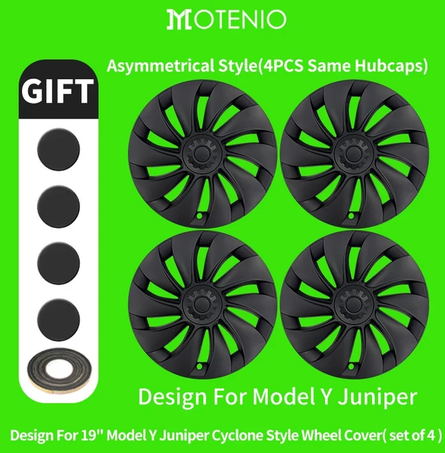 신형 테슬라 모델 Y 주니퍼 2025 19인치 휠 커버 퍼포먼스 교체 허브 캡 풀 림 액세서리 4개, 01 빠른, 01 tesla 호환, 06 Texture Center Black
