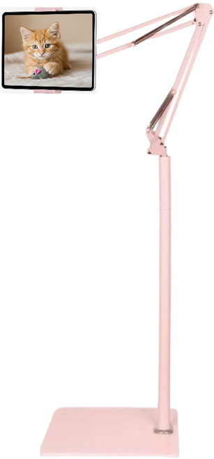 캐시풀 140cm 자바라 스탠드 태블릿 스마트폰 침대 거치대 고급형, 핑크, 1개