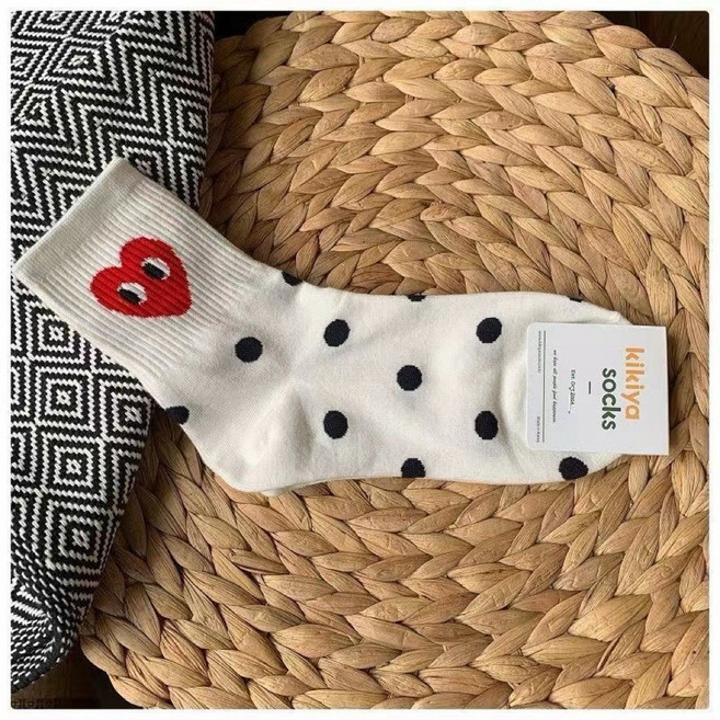 kikiya socks 條紋愛心眼睛百搭學院風圓點襪子