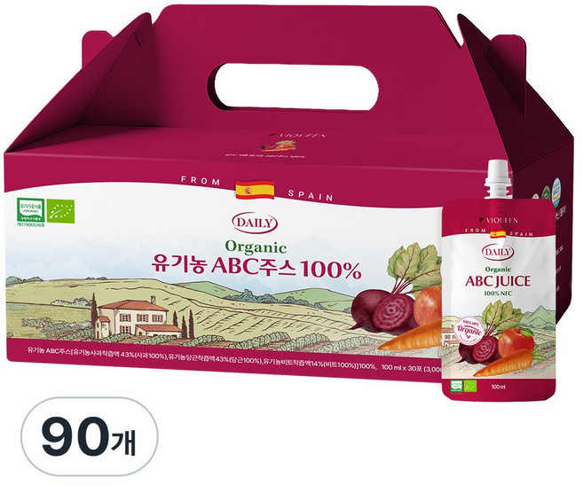 바이퀸 유기농 ABC주스 100% NFC착즙주스, 90개, 100ml