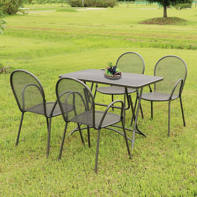 오슬로 테이블 1000 4인 세트 야외 철재 의자, 오슬로테이블1000 1개+오슬로체어 4개 그레이