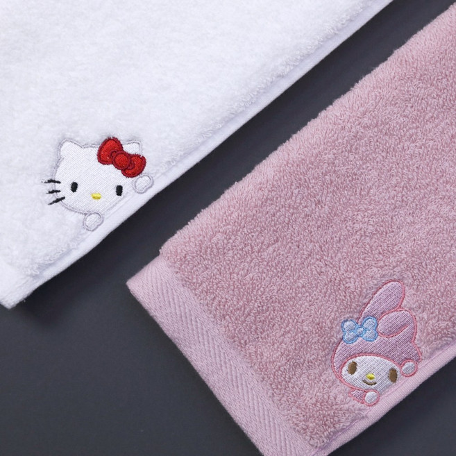 산리오 캐릭터 어린이집 고리 수건 타올, 핑크, 1개