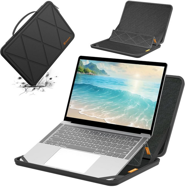 스탠드가 있는 하드 MS89 EVA 슬리브 SMATREE DELL 케이스 16인치 보호, MS - Black, 27 For 16 inch DELL 16 Plus (M