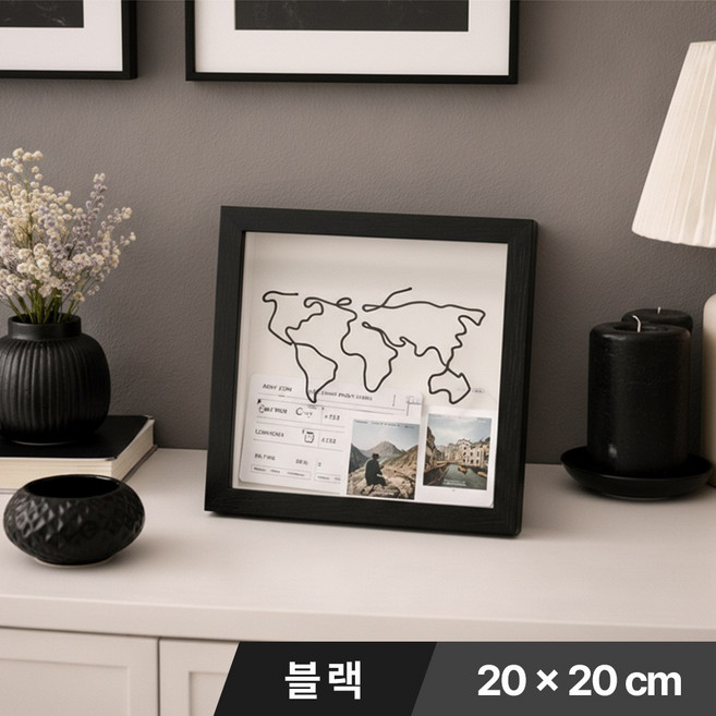 [MSMULTIVERSE] 추억과 기억의 시각화 바인더 티켓 북 보관 액자, 1개, 블랙