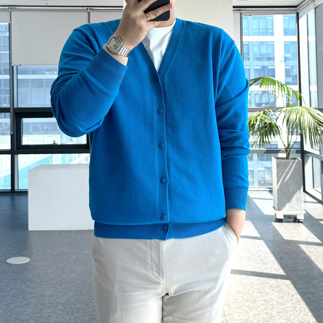 룩플레인 모달 원단 안티필링 세련된 브이넥 니트 가디건 10color