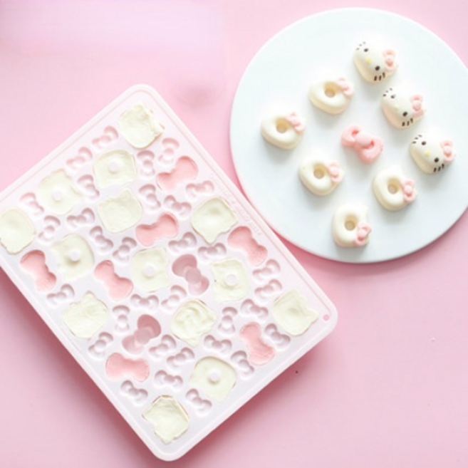 헬로키티 마카롱 초콜릿 실리콘 몰드 푸딩 젤리 아이스 몰드 가정용 베이킹 실리콘 몰드, 1개