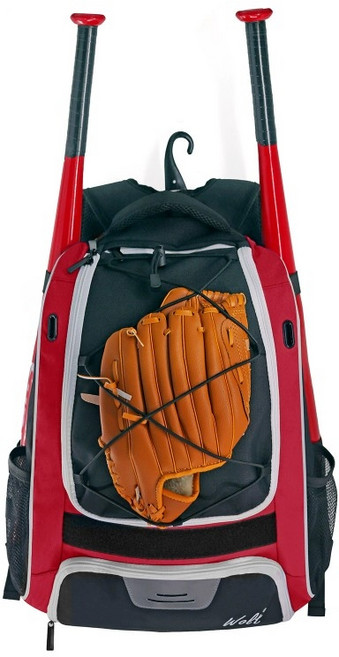 야구 백팩 가방 유소년 주니어 배트 용품 소프트볼 남녀 청소년 스포츠, 블랙/레드, 1개