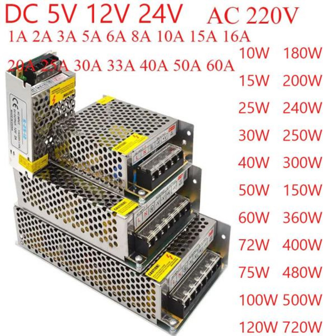 500W 스위칭 전원 공급 장치 12V 220V ACDC 5V LED 스트립 조명용 24V 2A 3A 5A 10A 변압기, 07 2A, 01 AC 110V-220V, 02 12V Power Supply, 1개