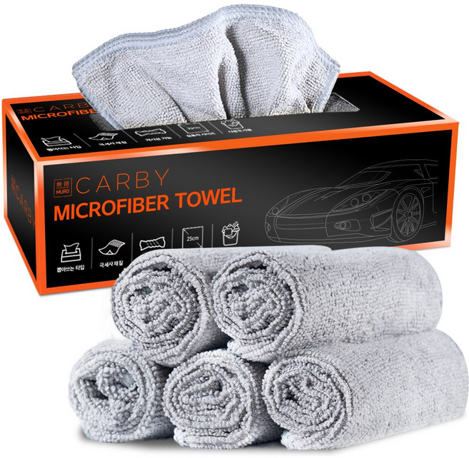 무로 카바이 뽑아쓰는 차량 세차 극세사 타월 20매, 그레이, 1세트