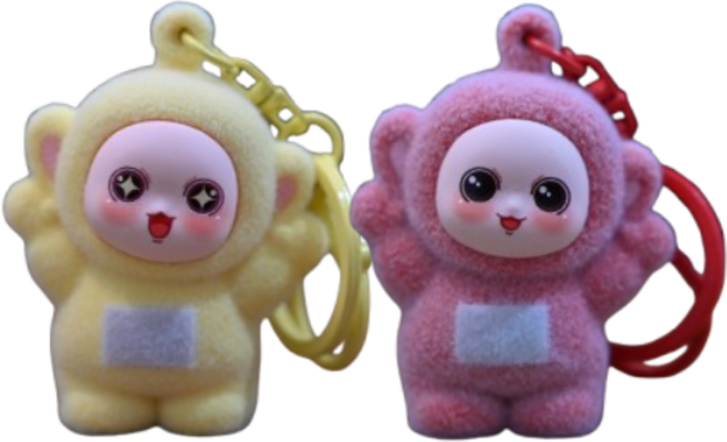 [카렐로] 1+1 미니 텔레토비 키링, 1세트, 옐로우 + 레드