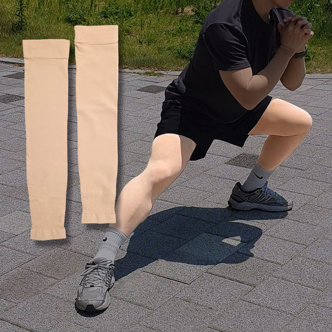 살색 다리 쿨 토시 자외선차단 기능성 쿨링 여름용 다리토시 스포츠 남녀공용 국내생산, 1개