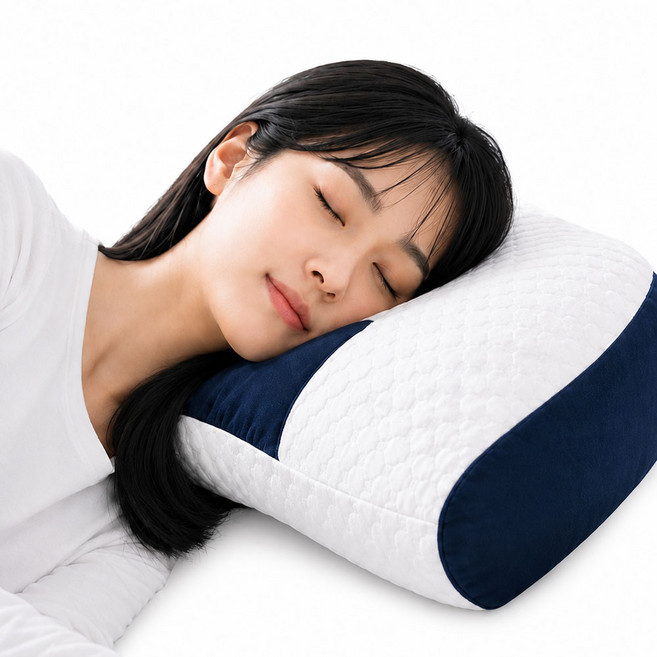 데이베크 머리가 시원한 경추 베개 꿀잠 숙면, 1개, 화이트다크블루