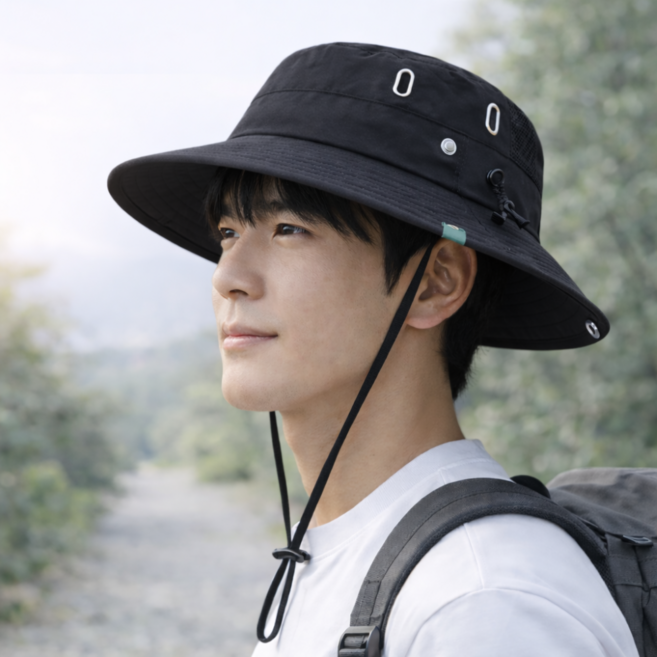모어픽 가볍고 시원한 등산 낚시 모자, 블랙