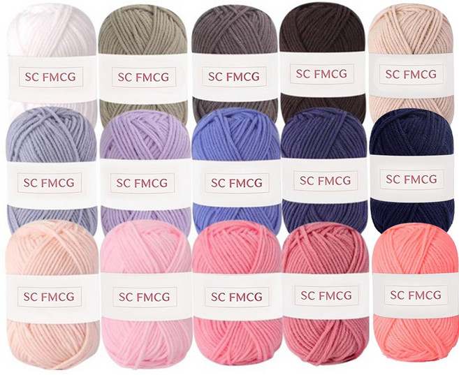 SC FMCG 컬러풀 털실 뜨개실, 15개, 03세트