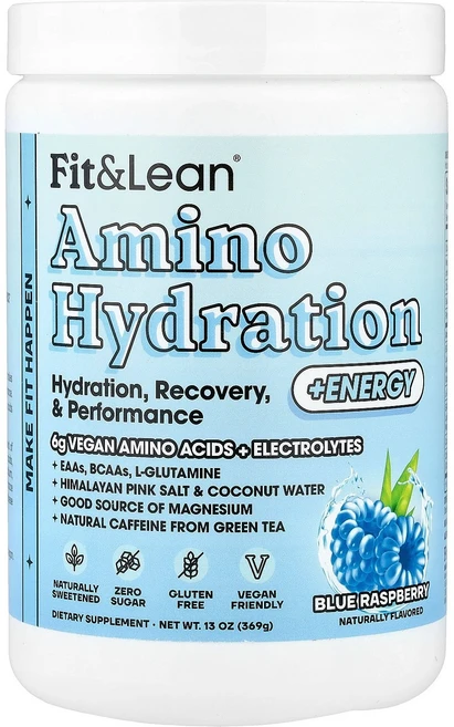 Fit & Lean Amino Hydration + Energy Blue Raspberry 13 oz 369 g, Fit & Lean, Amino Hydration +, 1개 - 쿠팡