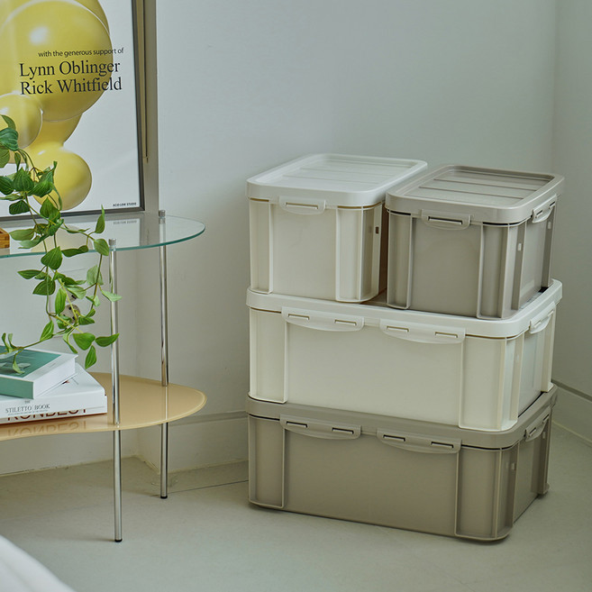 뉴코코맘 밀폐리빙박스 11L 1P 2P 4P 아기옷정리함 수납정리함 옷수납박스, 베이지, 1개