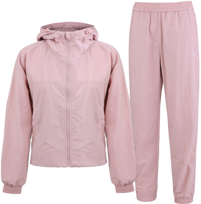 [투엘라] 여성 우븐 트레이닝 세트_프리미엄 나일론 100% 후드 집업 조거 팬츠 트레이닝복 상하의 셋업