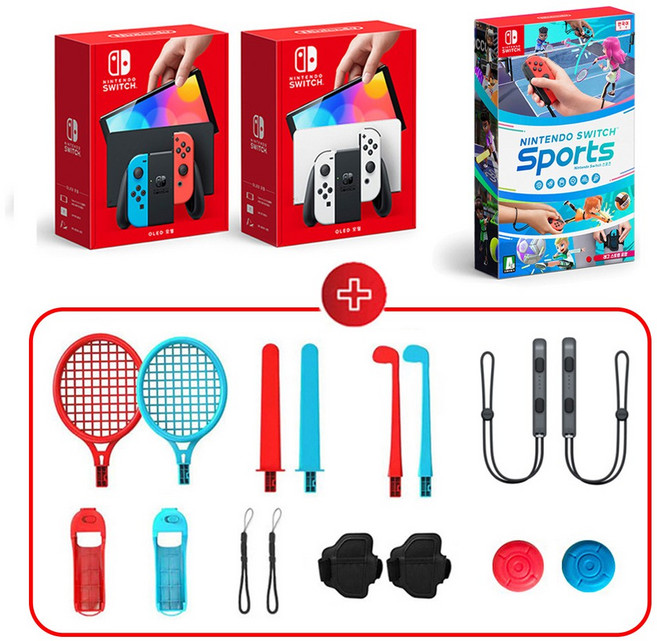 닌텐도 스위치 OLED 네온+스포츠 게임팩+나유타 16in1 올인원키트 패밀리팩