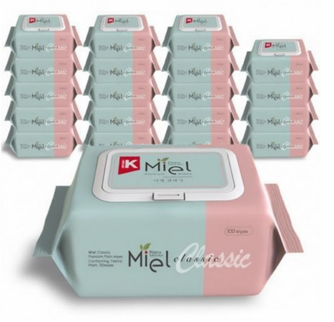 미엘 클래식 유아 물티슈 캡형 100매 20개