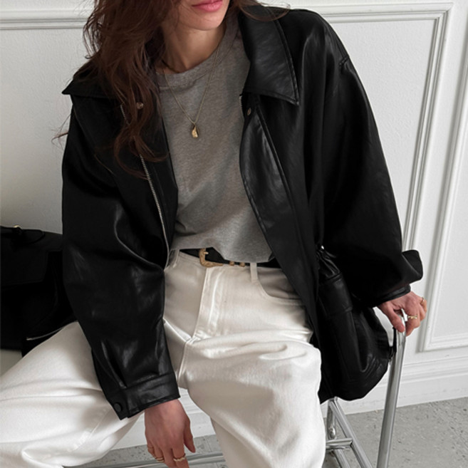 [난닝구]커이브 레더스트링자켓