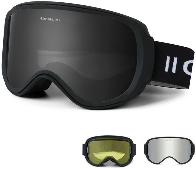 오클랜즈 M9 스키고글 마그네틱고글 주야겸용 3종교체형 더블렌즈, M9 블랙/블랙세트(렌즈3종), 1개