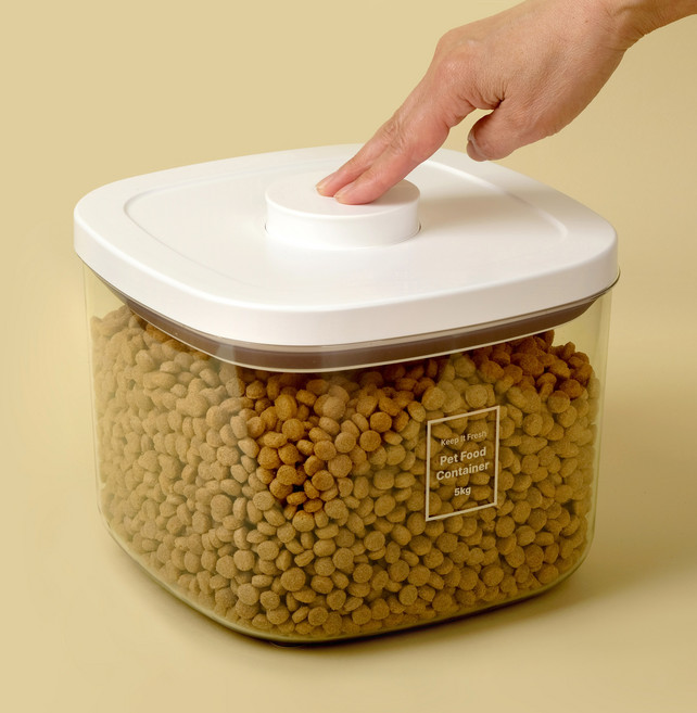 미우프 대용량 강아지 사료통 압력 밀폐 고양이 사료 보관통, 스몰, 1개, 투명