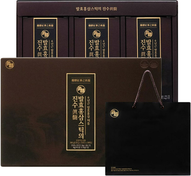 [진웰스] 일화 진수 발효홍삼 흑삼 스틱 10g x 30포 (진세노사이드 12mg / 흡수율 94배), 1박스