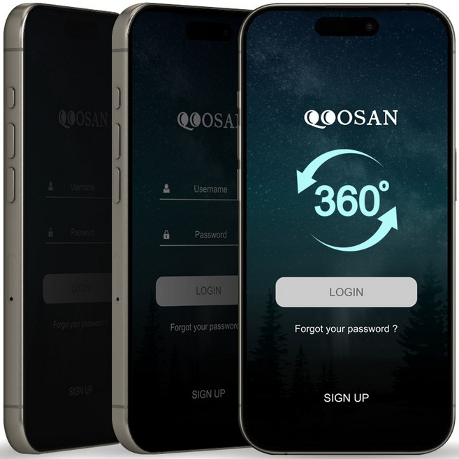 쿠산 360도 사생활 보호 강화유리 풀커버 전방향 프라이버시 액정 보호필름, 1세트