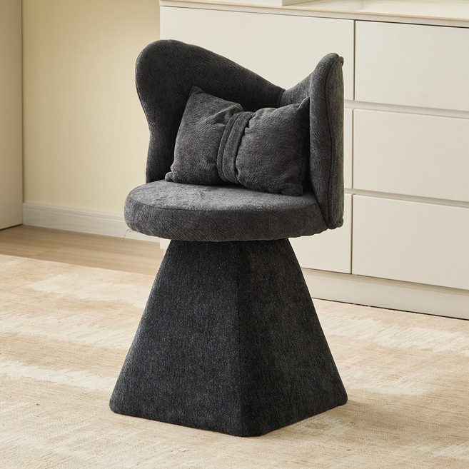 알엠즈 보브 화장대의자 회전 벨벳 등받이 화장대 스툴 의자, 1개, 보브-다크그레이펄