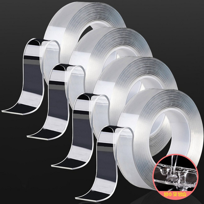 캠베레스트 자국없는 초강력 실리콘 양면테이프 클리어겔 3cm x 3m, 1mm, 4개