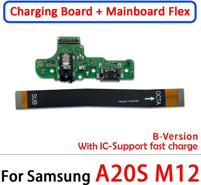 GEEKI 휴대폰 스마트폰 자가 수리 교체 부품 USB 충전 포트 보드 커넥터 메인 마더 LCD 플렉스 케이블 삼성 호환 A70 A40 A10S A20S A30S A50S A21S, 1개, [02] A20s M12 With IC-B