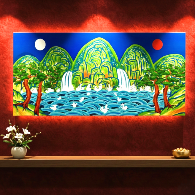 [부자되는그림] 일월오봉도액자 건강운 풍수그림 작가그림